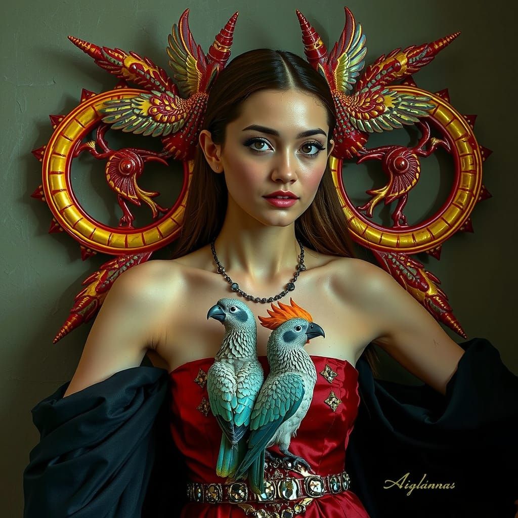 Cockatoo-Woman Portrait in Max Ernst Style