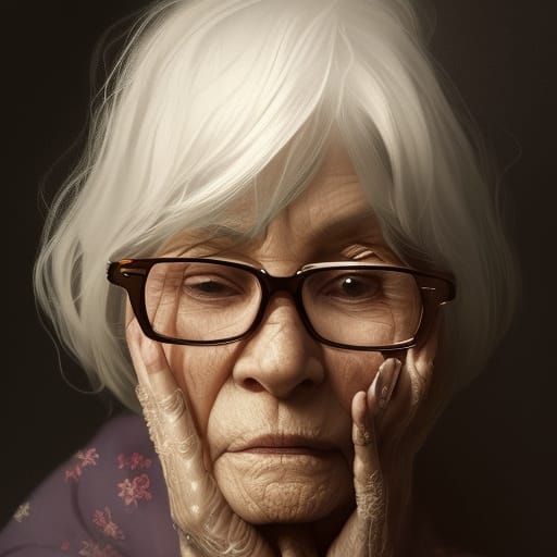 Sleepy Woman and Dog Portrait in Hyperdetailed Style