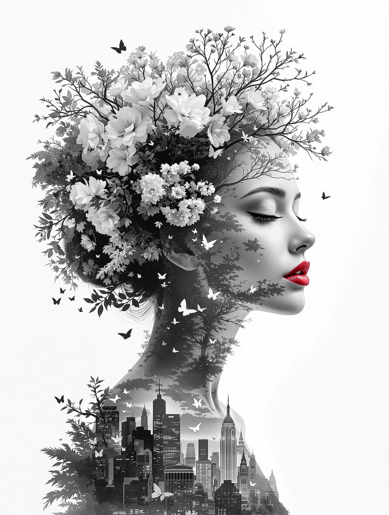 Surreal Portrait of a Woman in Nature