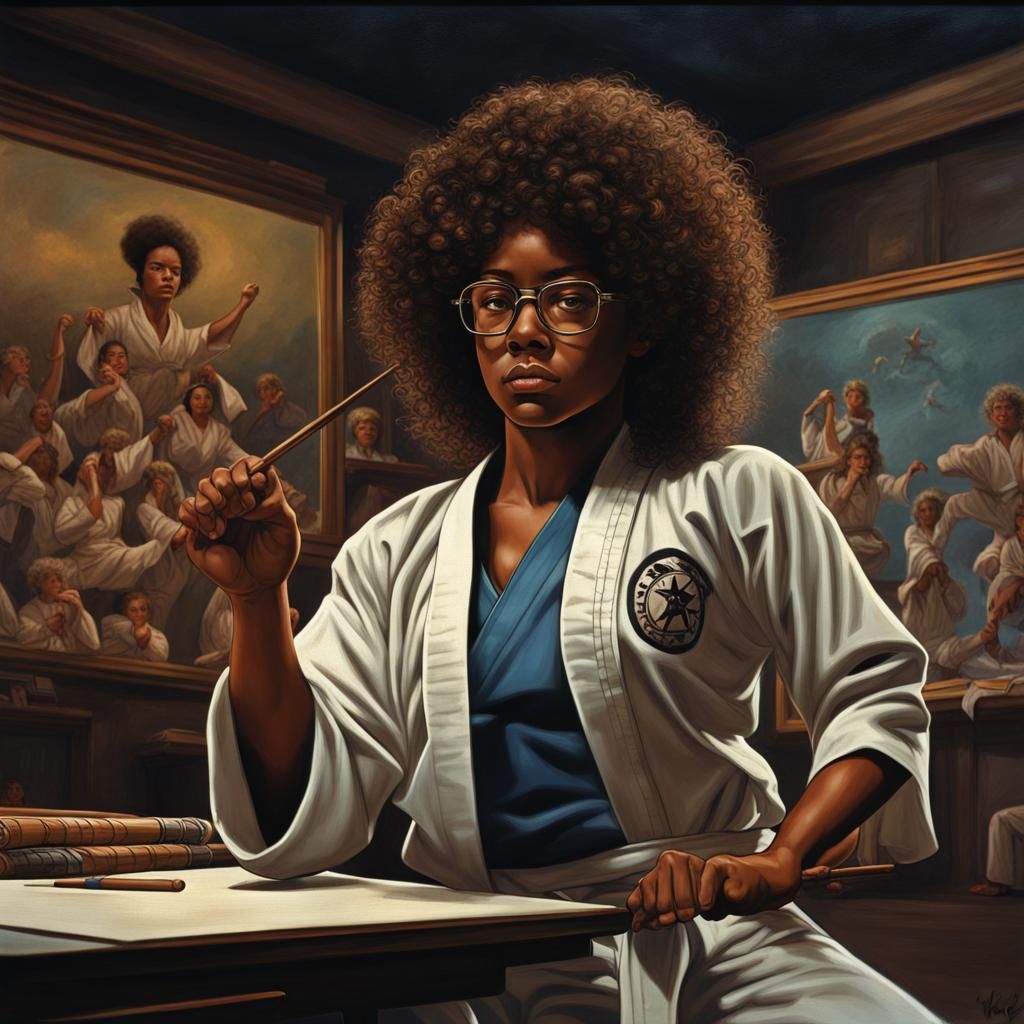 1970s Martial Arts Class at Museum in Digital Art