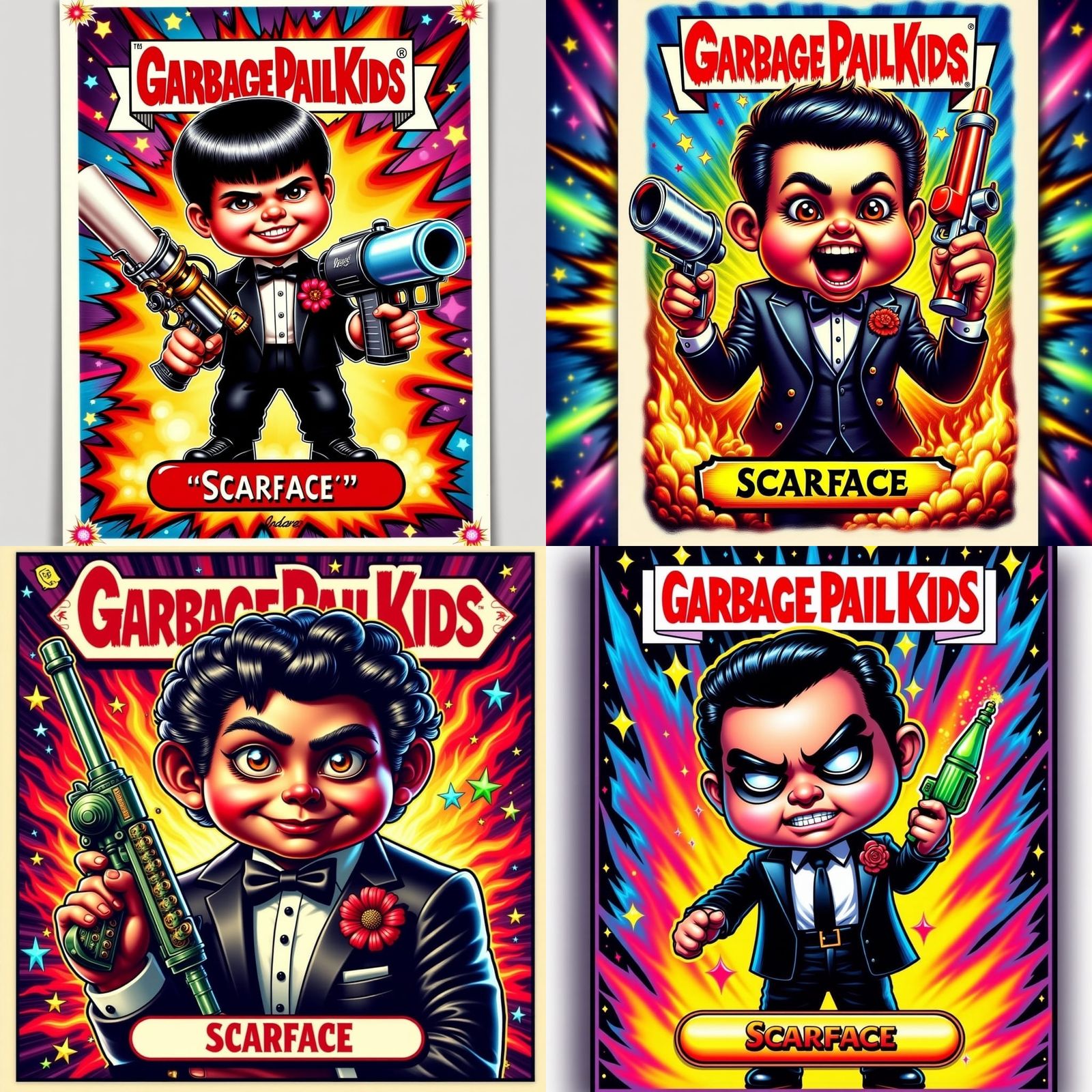 Vibrant Garbage Pail Kid: Scarface