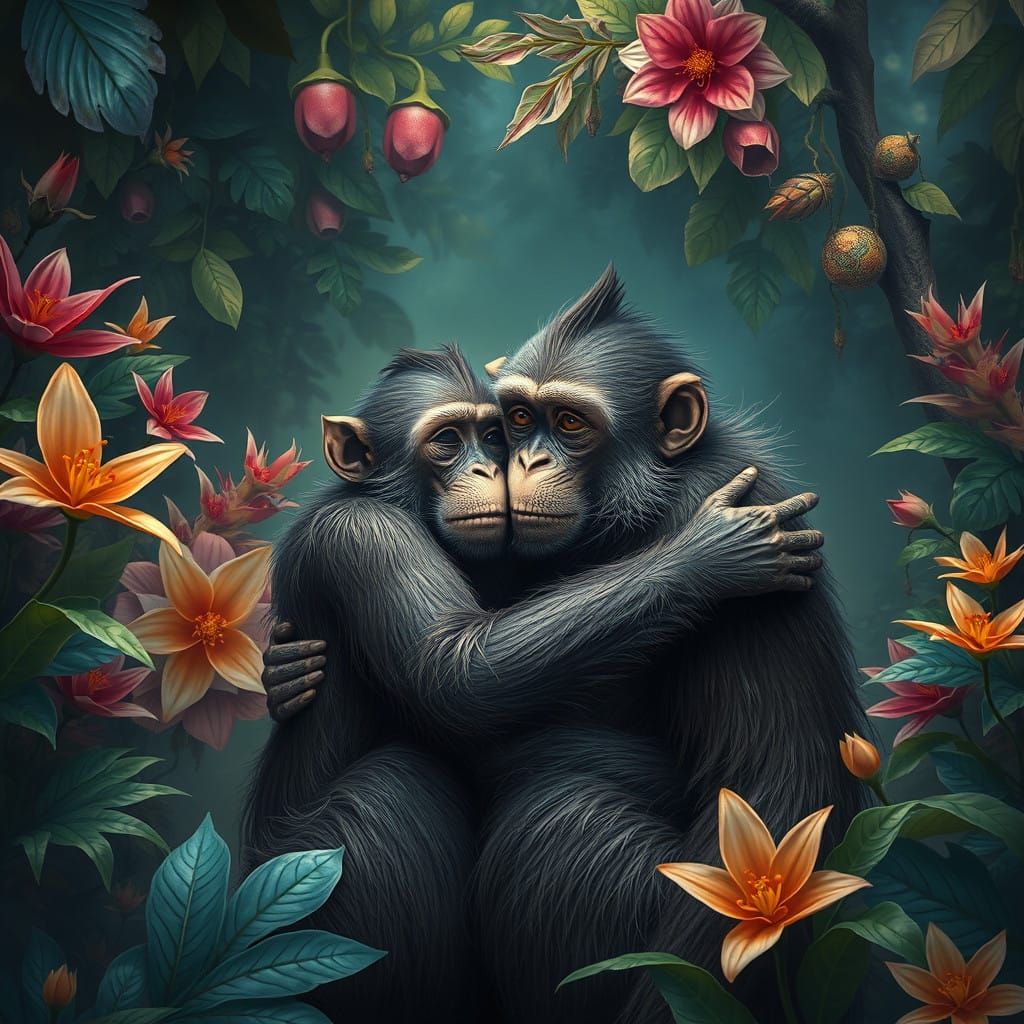 Romantic Fantasy Couple in Lush Tropical Paradise