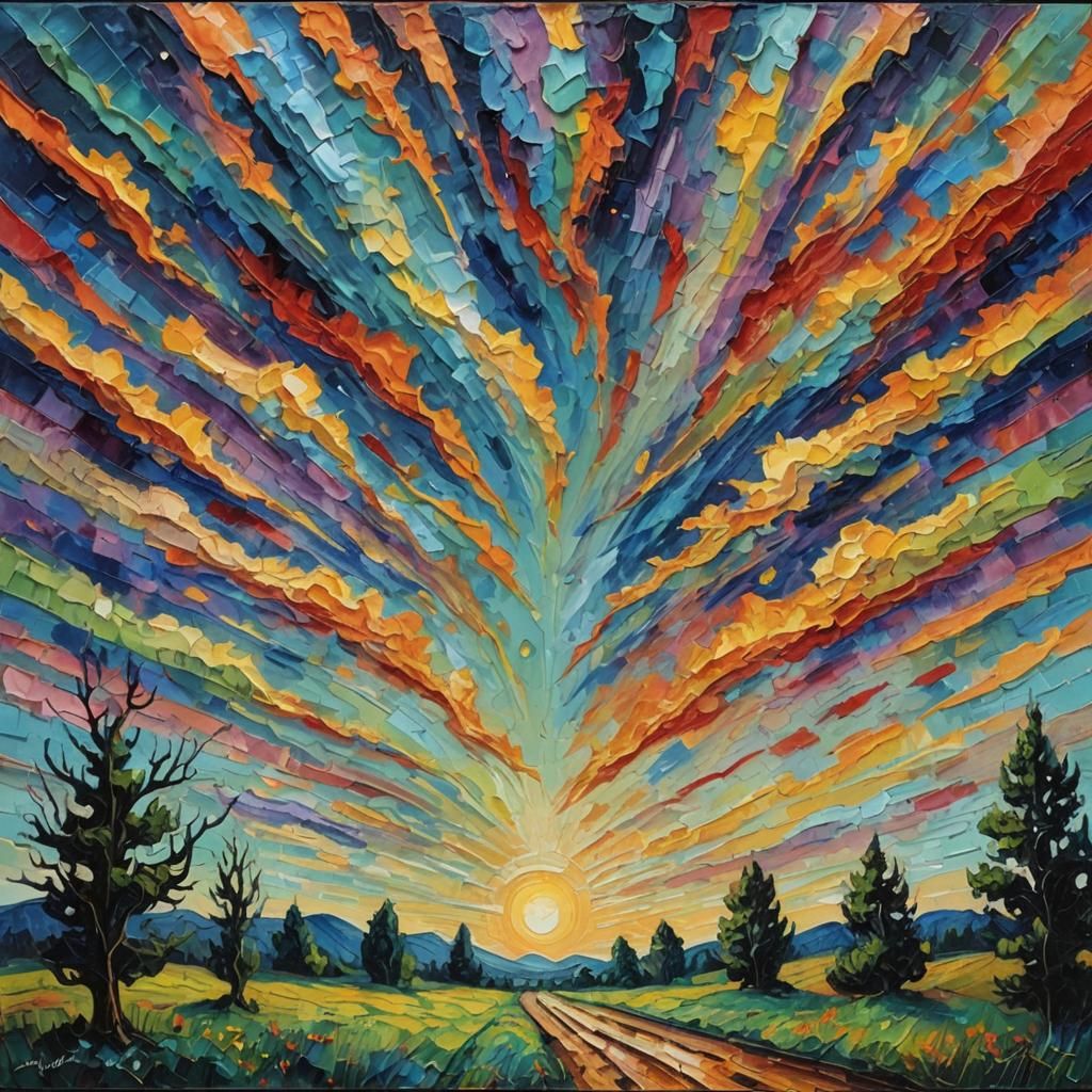 Melancholic Skygazing in Neo-Impressionistic Oil Painting