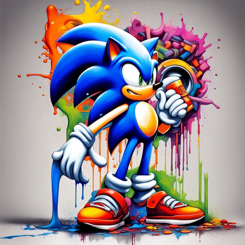 Sonic Graffiti Art in Polychromatic Splash Style