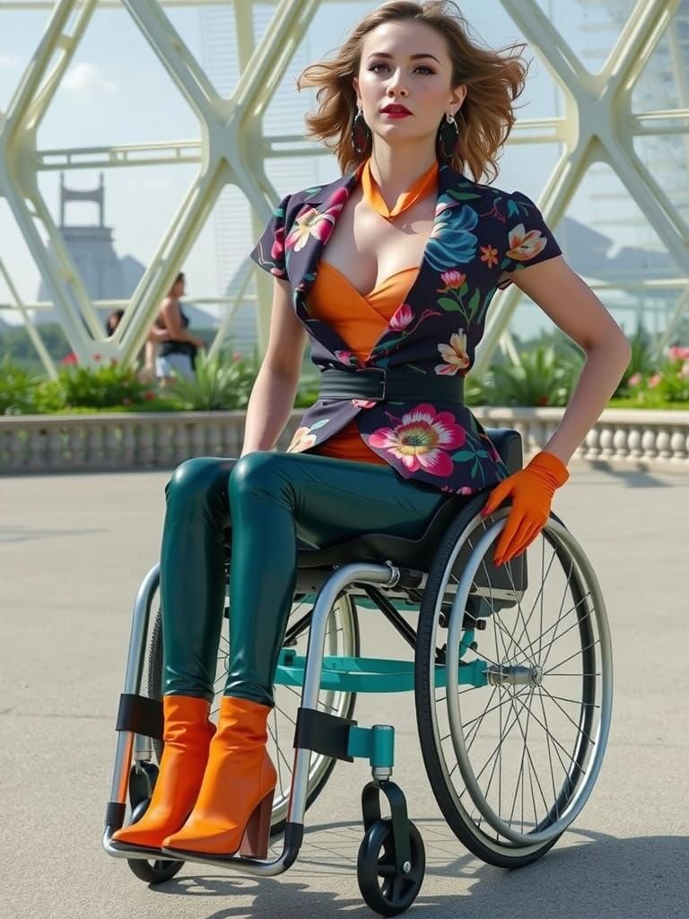 Botanical Fashion: Woman in Wheelchair in Garden