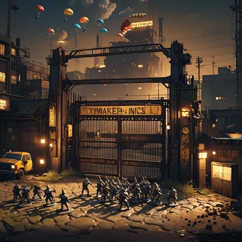 Eerie Industrial Site at Night: Matte Painting