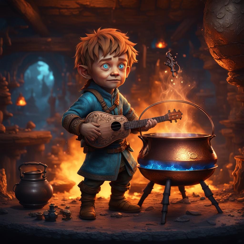 Handsome Halfling Brews Mystic Potion, Detailed Matte Painti...