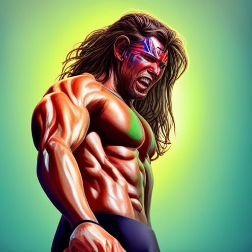 Hyperrealistic Wrestling Warrior with Colorful Background