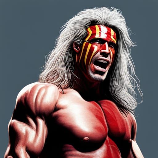 Hyperrealistic Wrestling Warrior in Splash Art Style