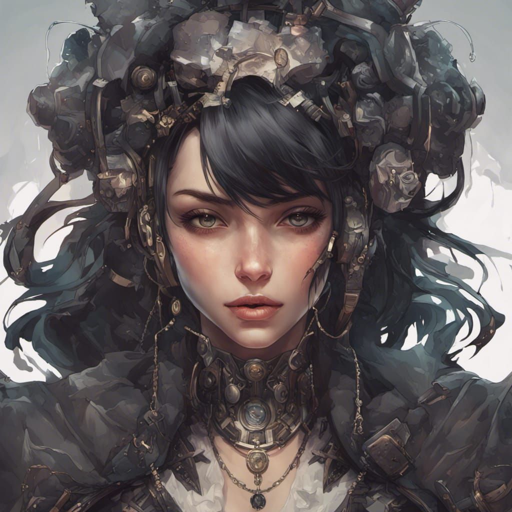 Teenager in Cyberpunk Victorian Dress Portrait