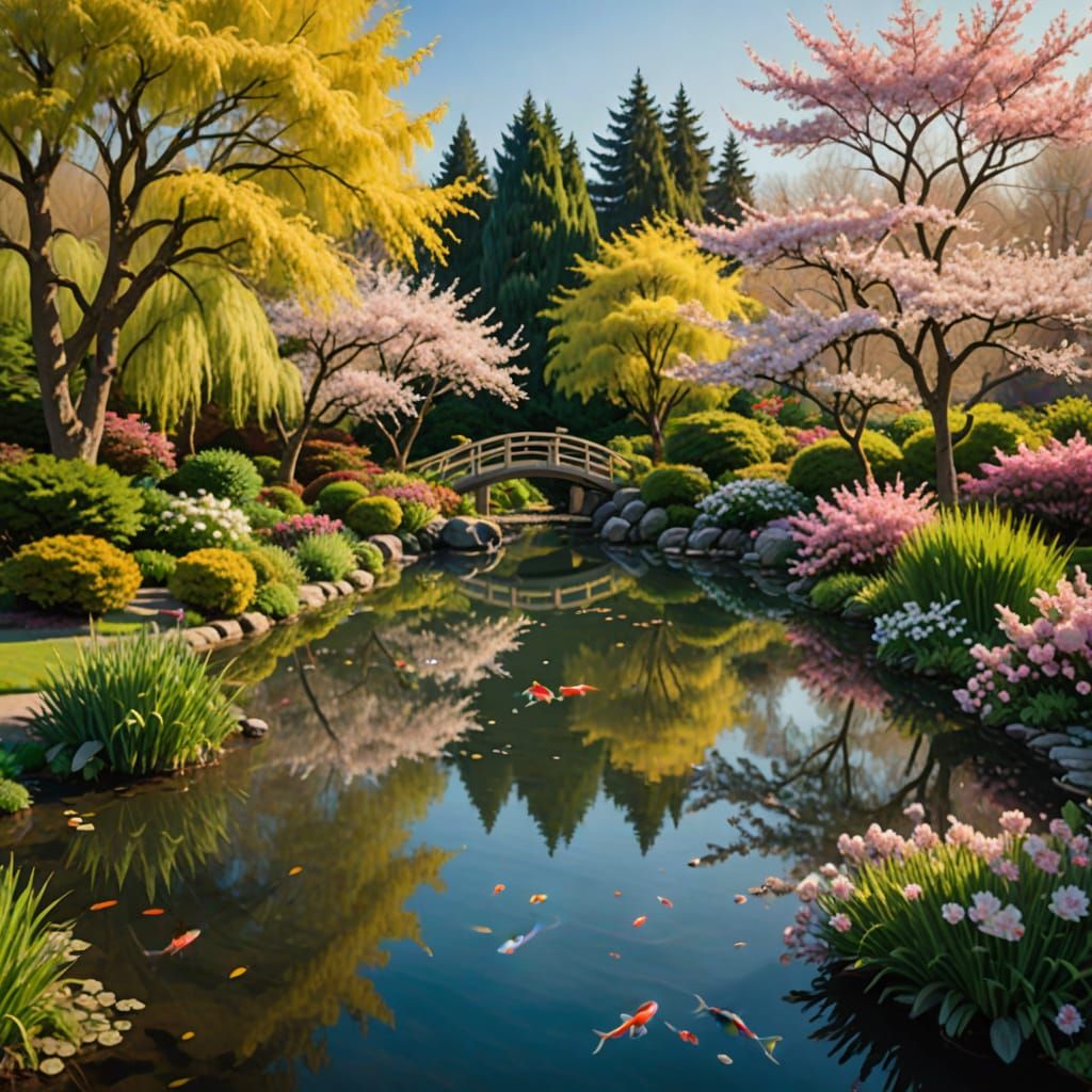Surreal Spring Garden in Soft Impressionist Light