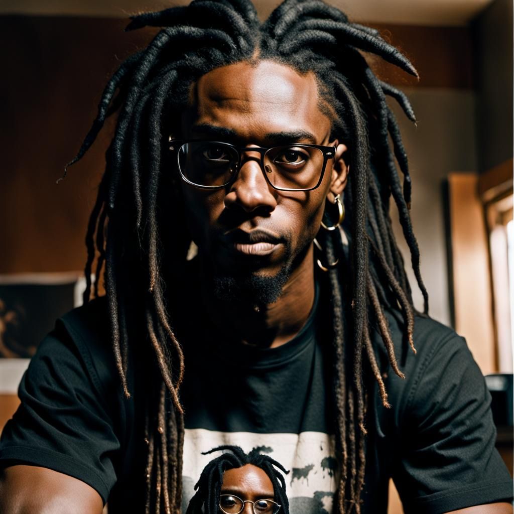 Young Person with Cow Shirt in Film Style