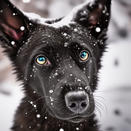 Cute German Shepherd Puppy in Snowy Landscape