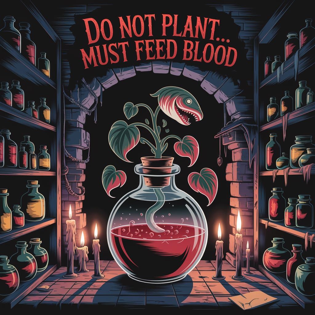 Mysterious Bottle with Piranha Plant in Wizard's Potions Sho...