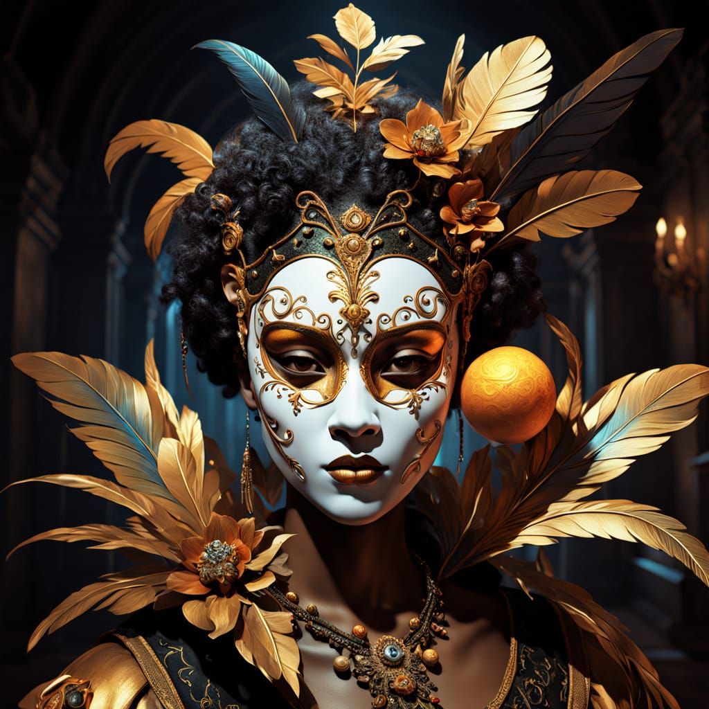 A elaborate, intricate, painted  ceramic Venetian carnival mask, ceramic mask, porcelain mask, ceramic mask to be used i...