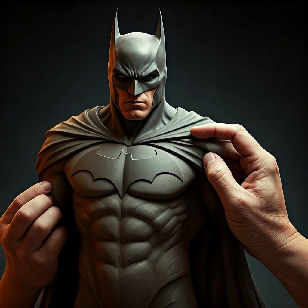 Clay Batman Sculpture in Progress