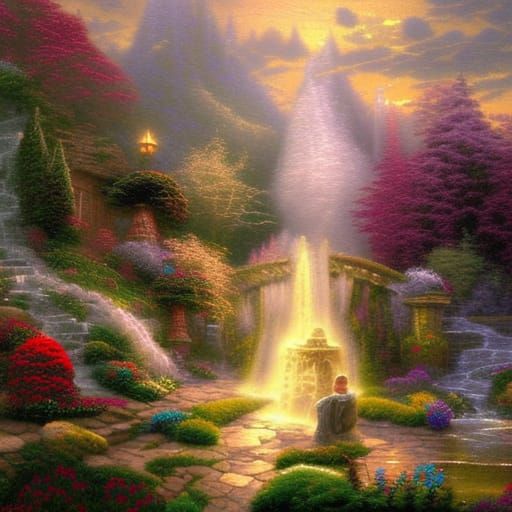 Ethereal Wizard in a Detailed Fantasy Scene