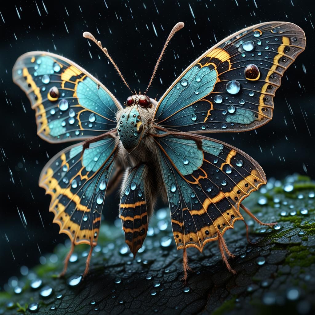 Macro photography. A very Intricate and gorgeous moth glowin...