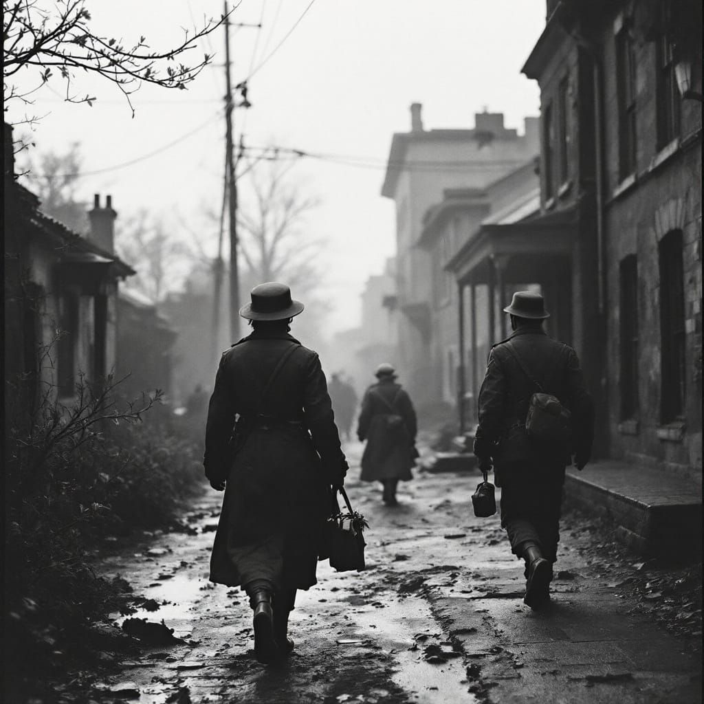 Monochrome Wartime Streets in Granular Realism