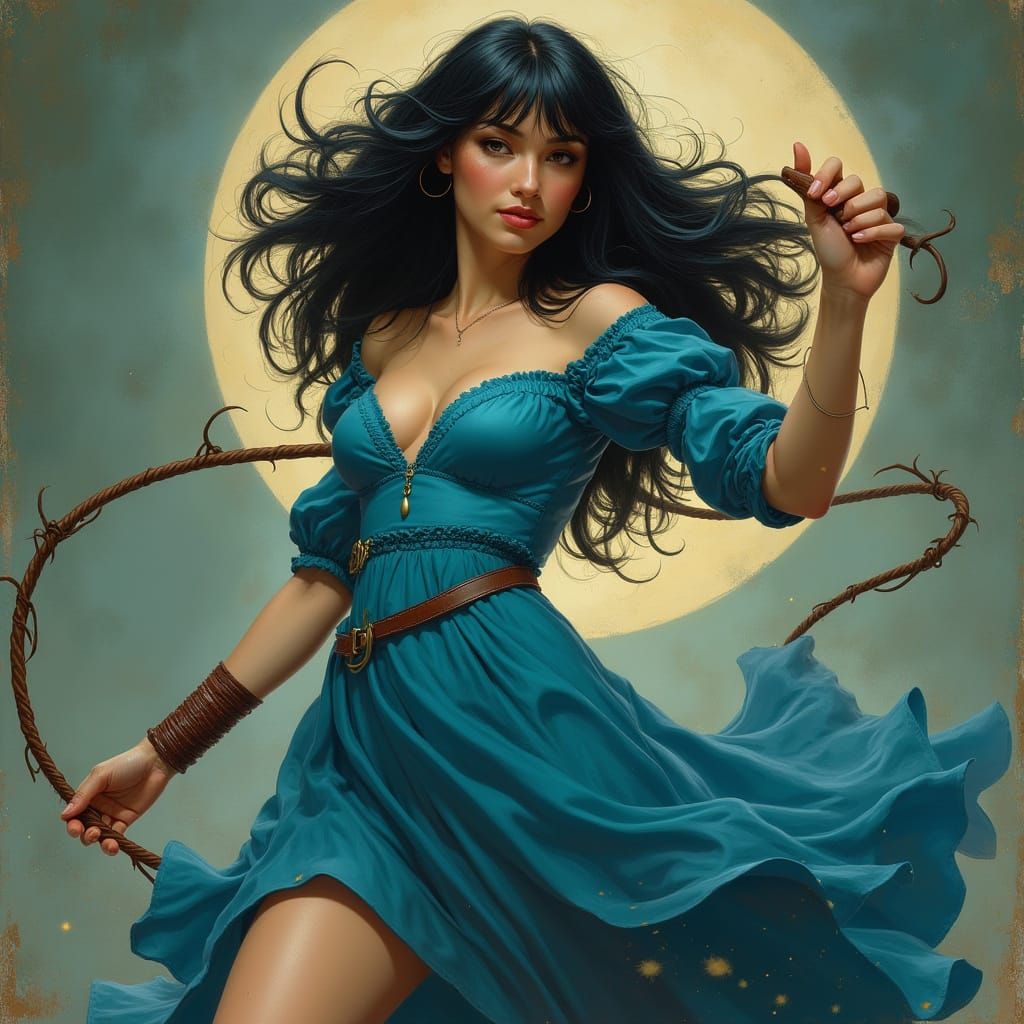 Woman with Whip in Dark Fantasy Style