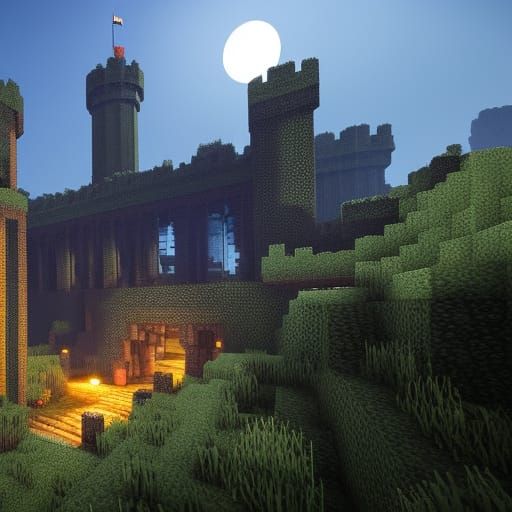 Overgrown Voxel Ruins in Dark Fantasy Style