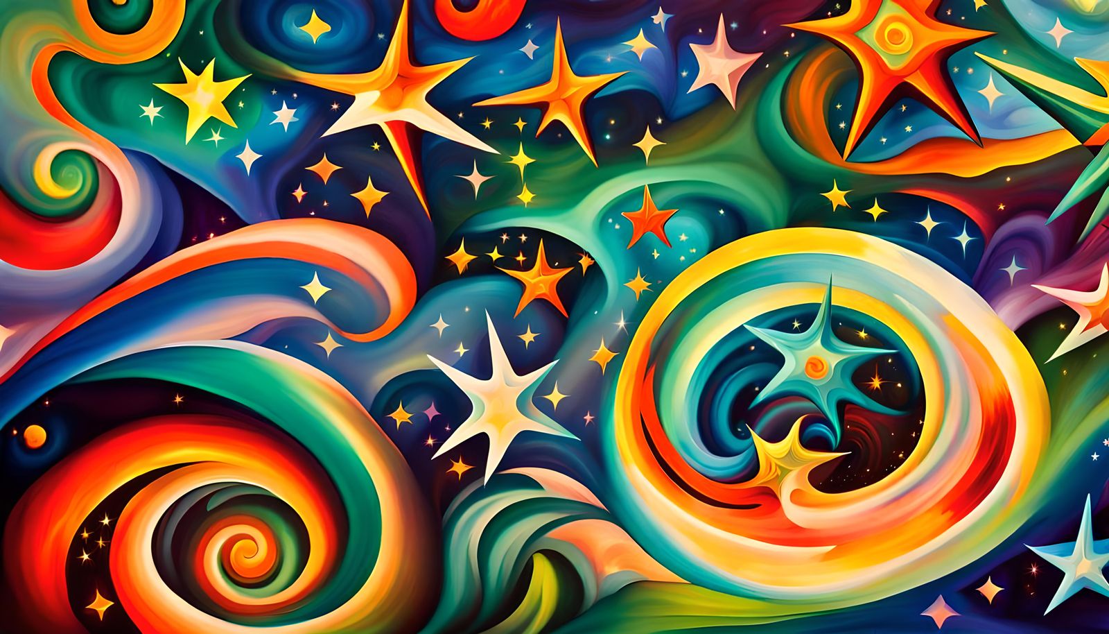 Iridescent Stars in Electromagnetic Jelly Plasma, Impasto Pa...