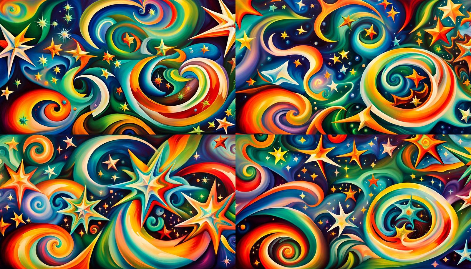 Iridescent Star Cluster in Impasto Oil Paint Style