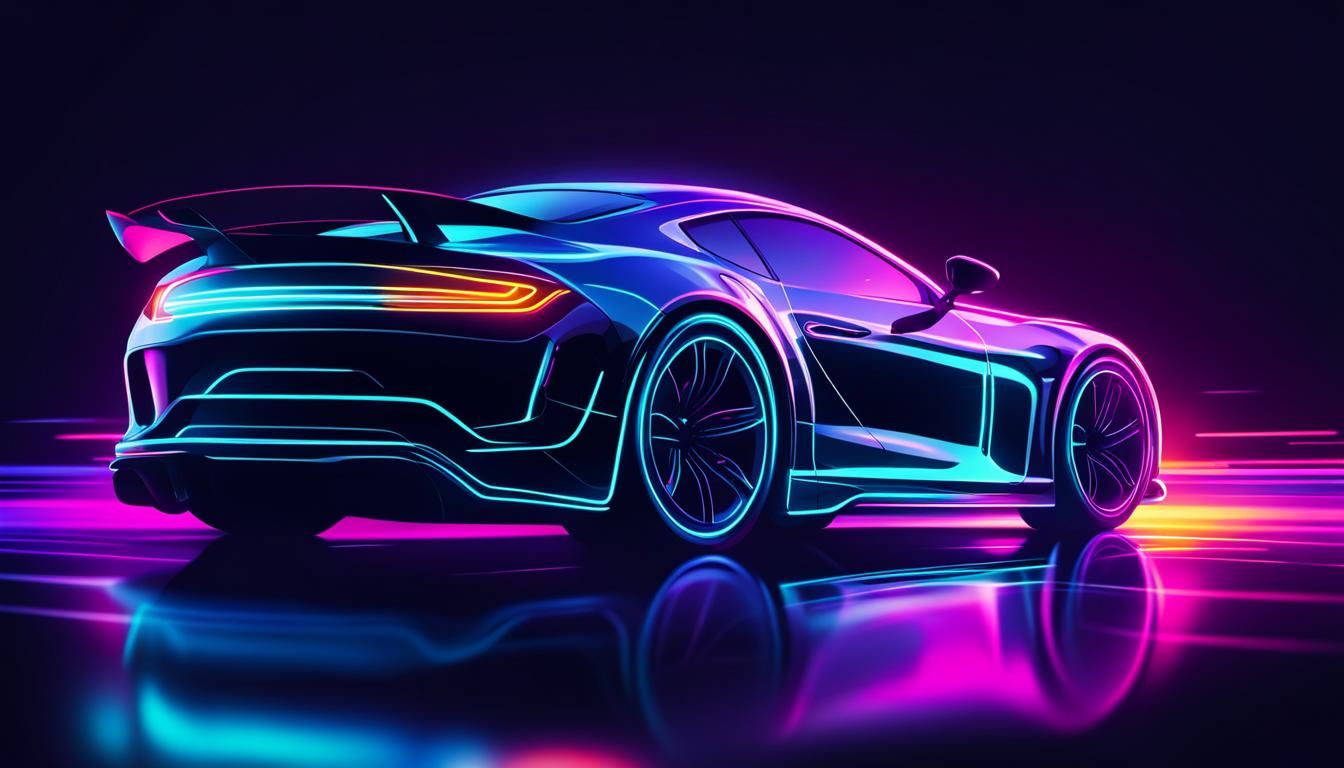 Neon Sports Car Silhouette: Abstract Vector Illustration