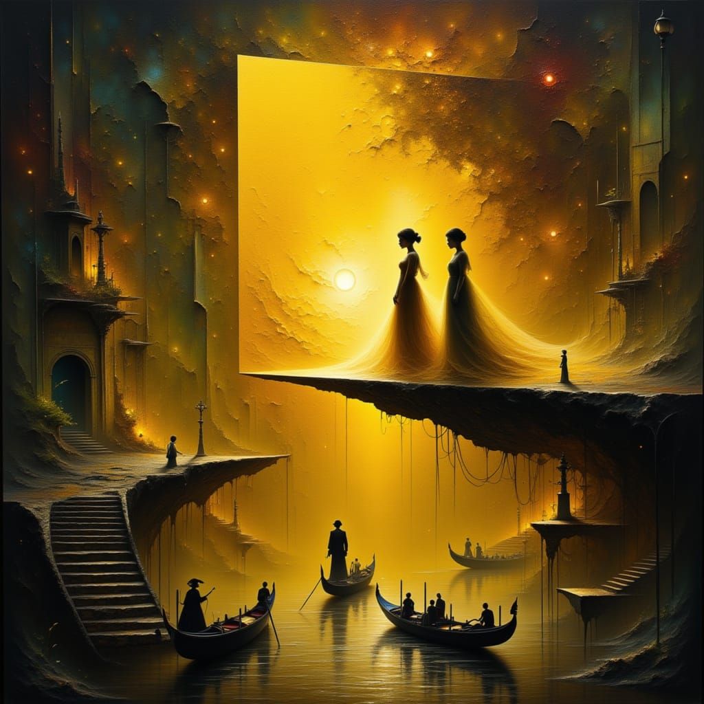 Golden Cube Opera in Venice: Digital Art