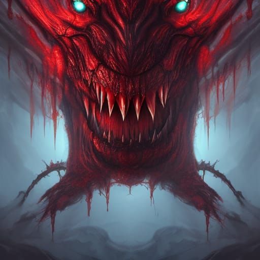 Creepy Red-Eyed Blood Lord Monster