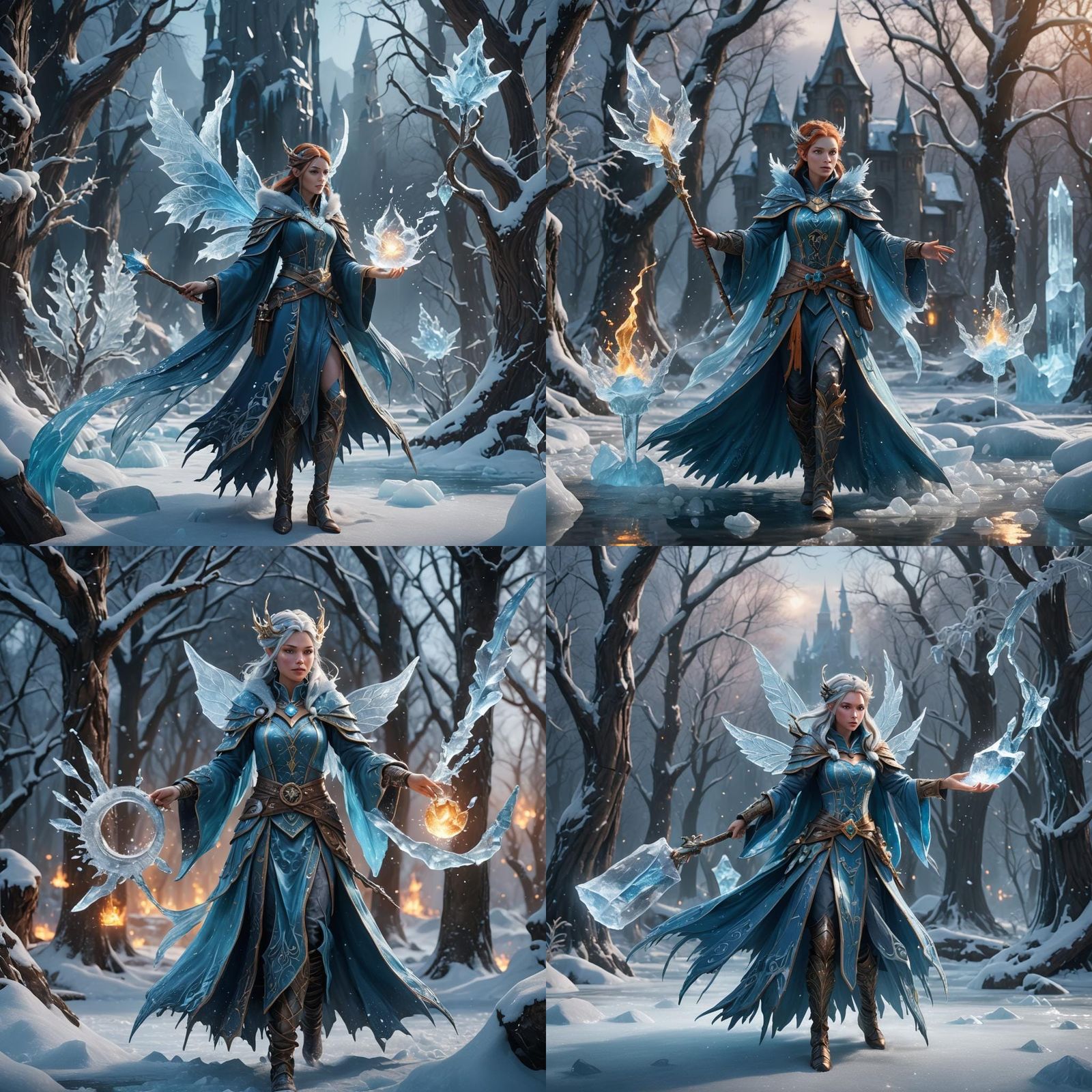 Fairy Ice Mage Casting Magic in Detailed Painting