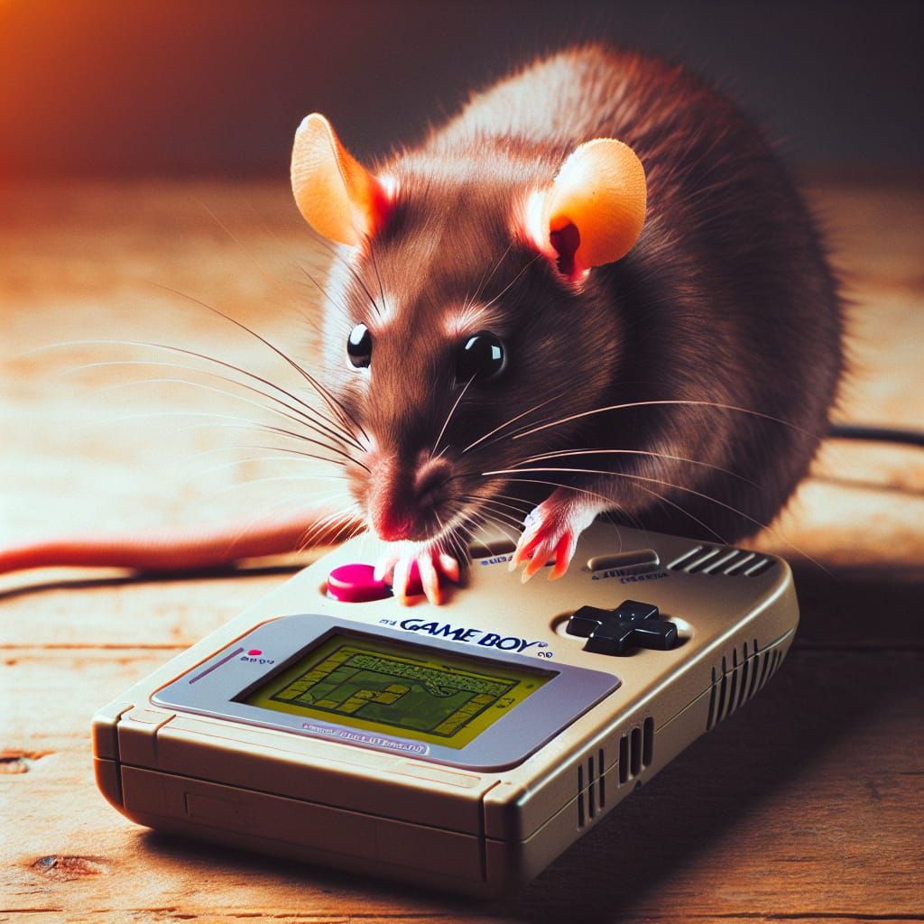 Rat Gaming on a Vintage Game Boy