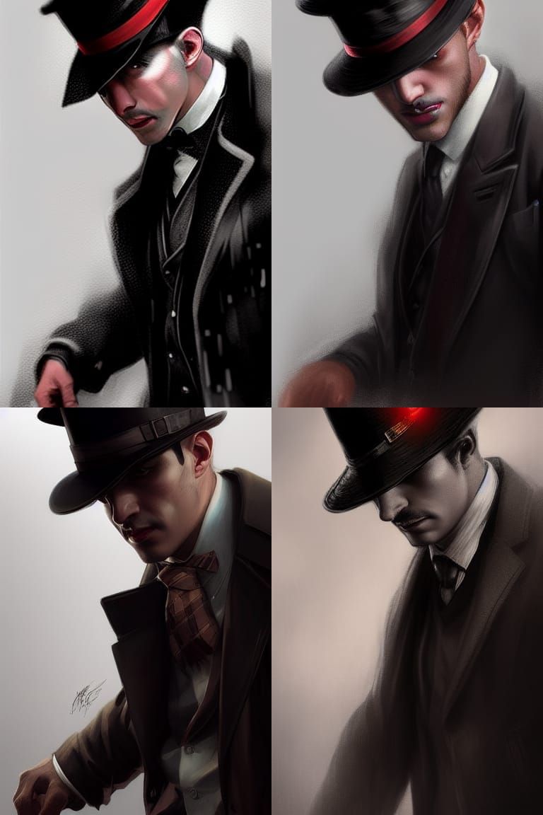 Sinister 1920s Detective Portrait in Digital Illustration