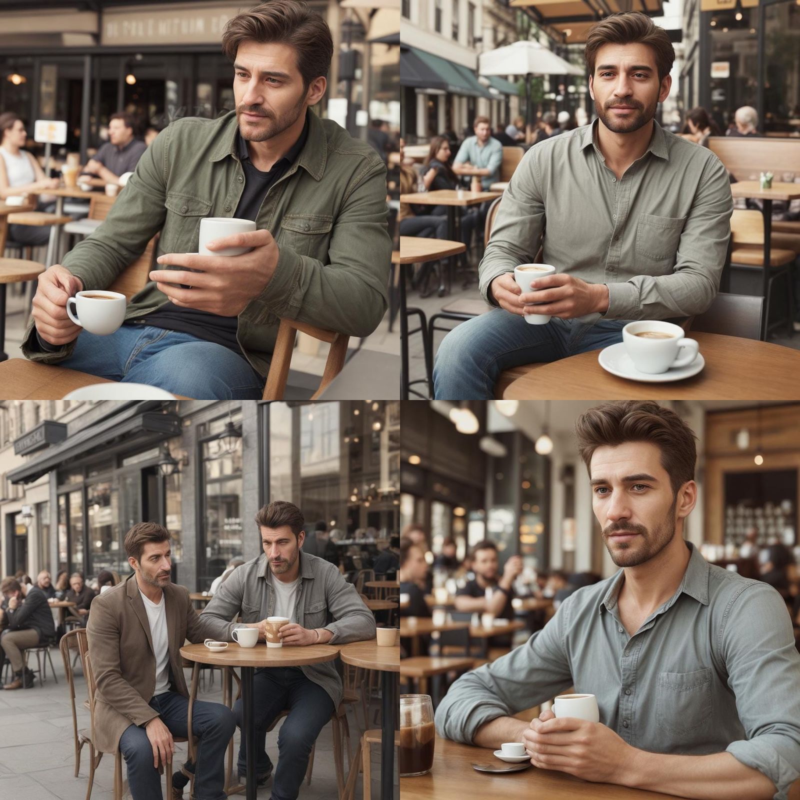 Average Man Drinking Coffee at Cafe