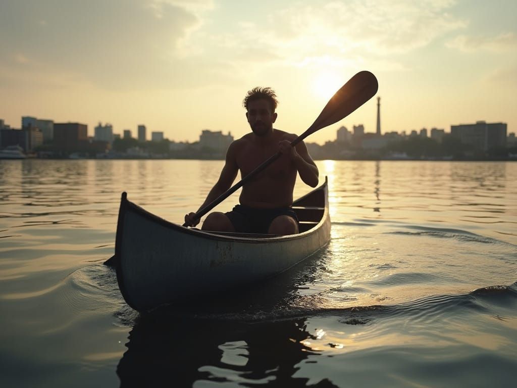 Man in Contemplation above Kingston Cityscape