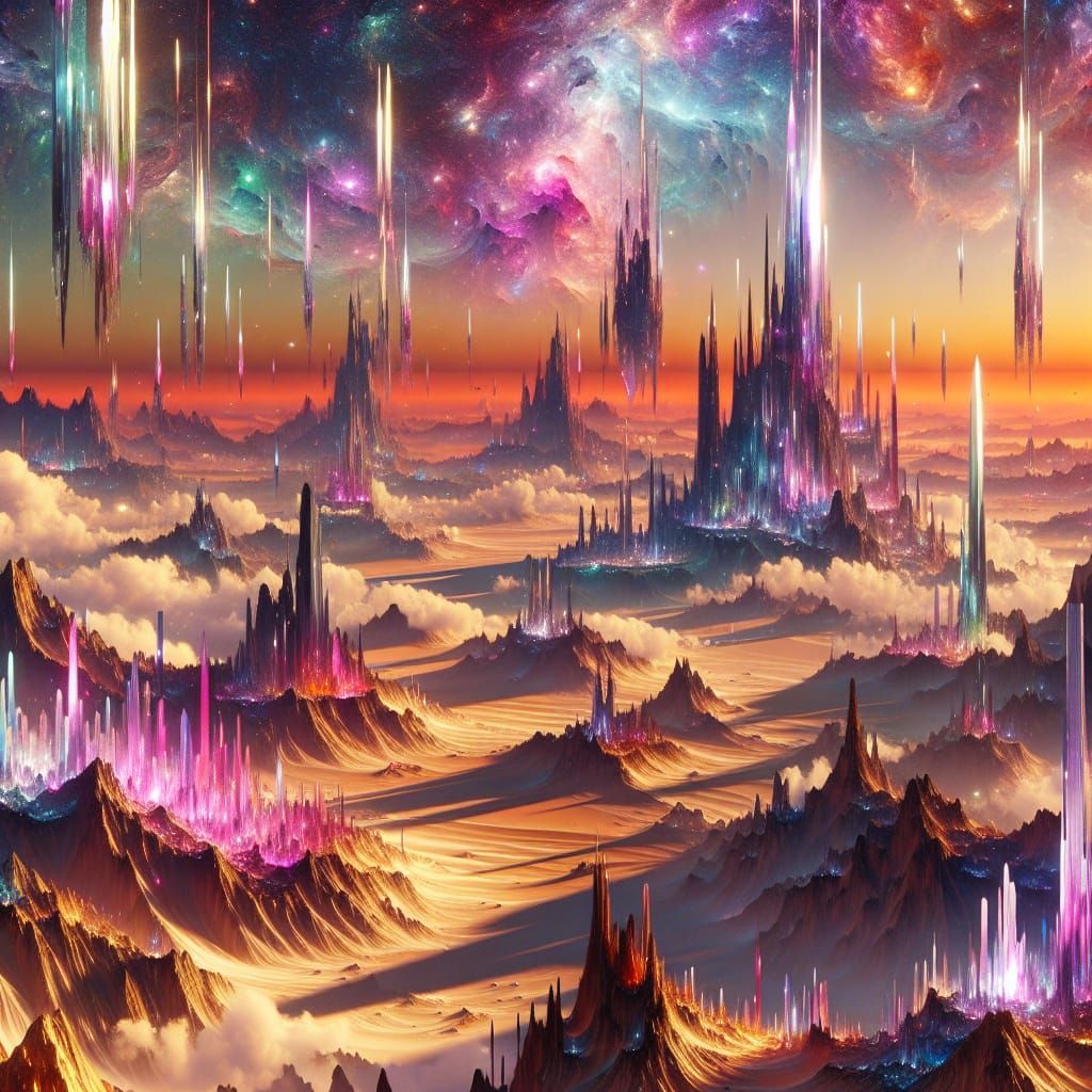 Bismuth Mountains Meet Celestial Hues in This Extraterrestri...