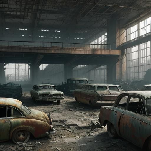 Abandoned Car Factory with Classic Cars