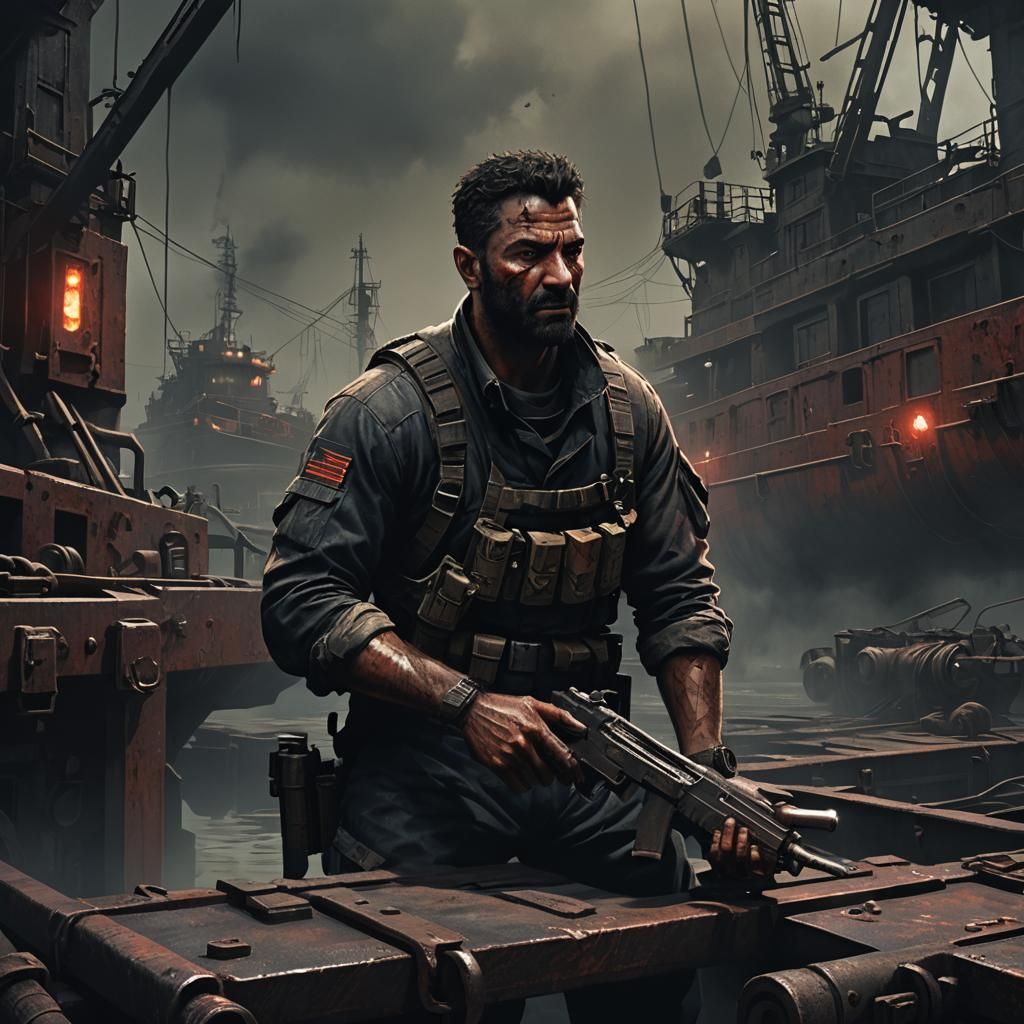 Gritty Black Ops Operative Wakes on Metal Barges