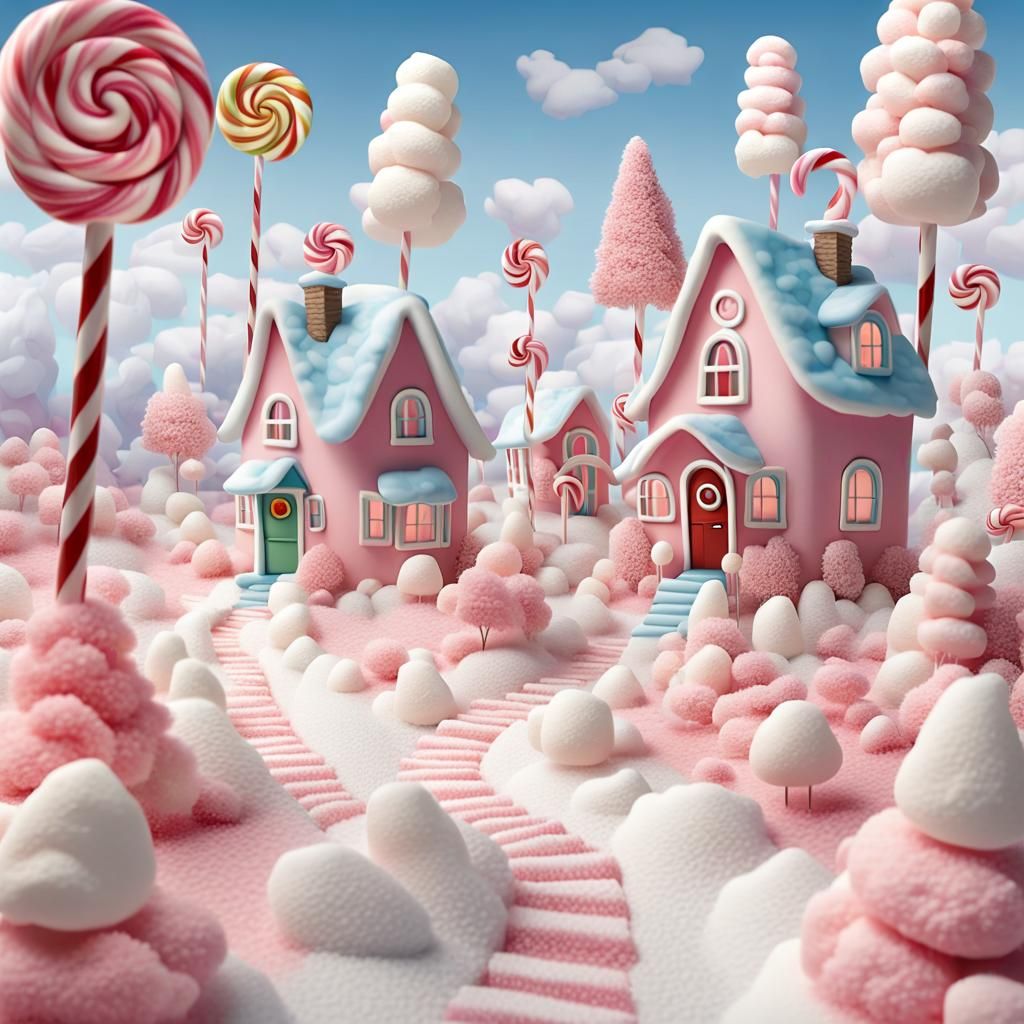 Candy Land: Marshmallow Houses and Lollipop Trees