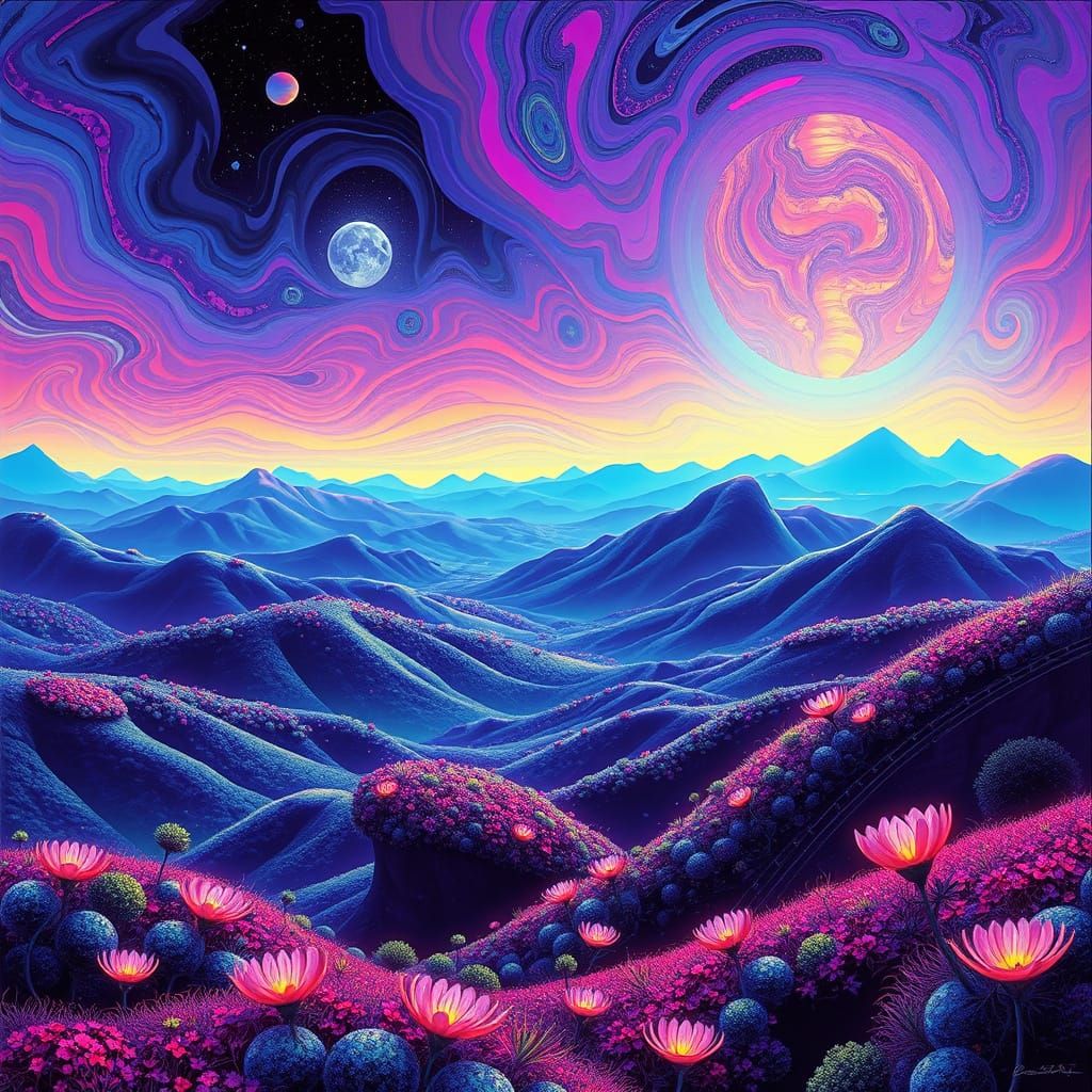 Psychedelic Dreamscape Inspired by Myst, Surreal Art
