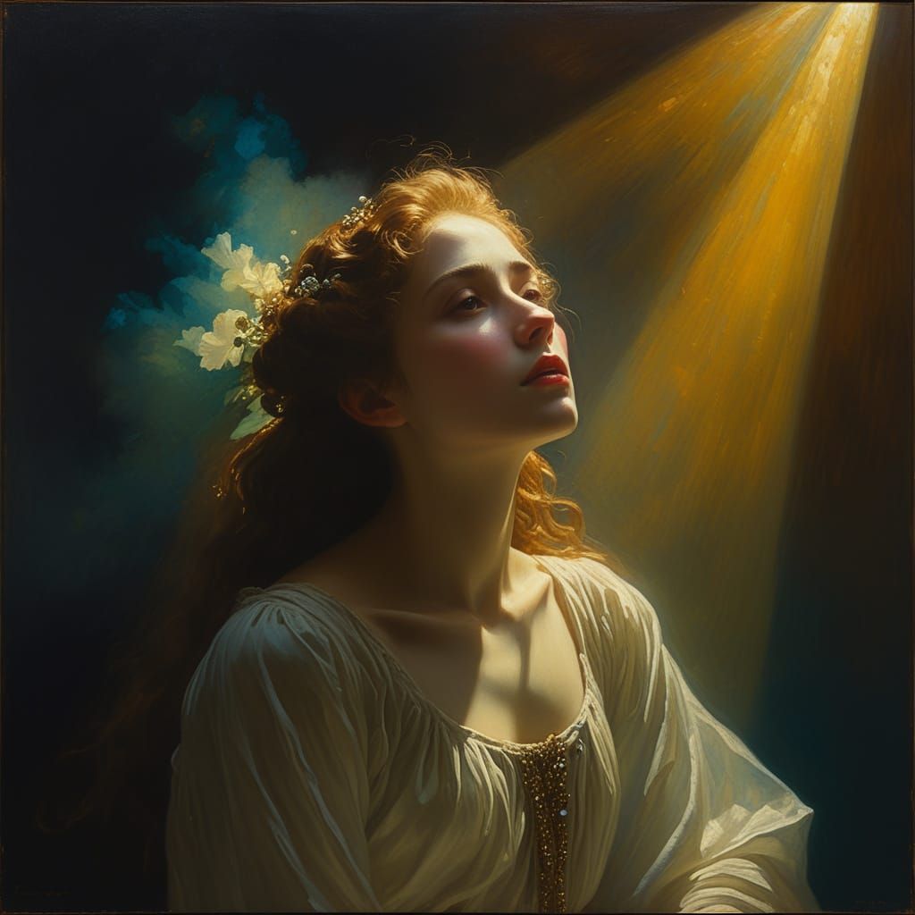 Person Introspecting During Transformative Light