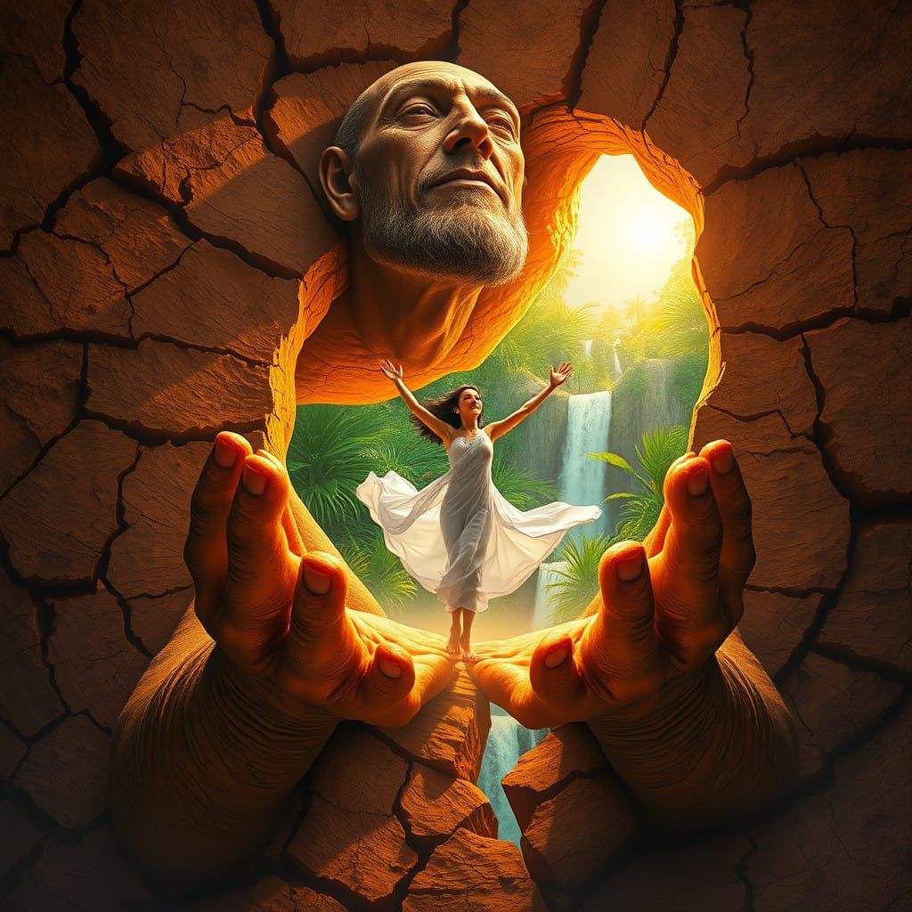 Ethereal Oasis Amidst the Worn Earth