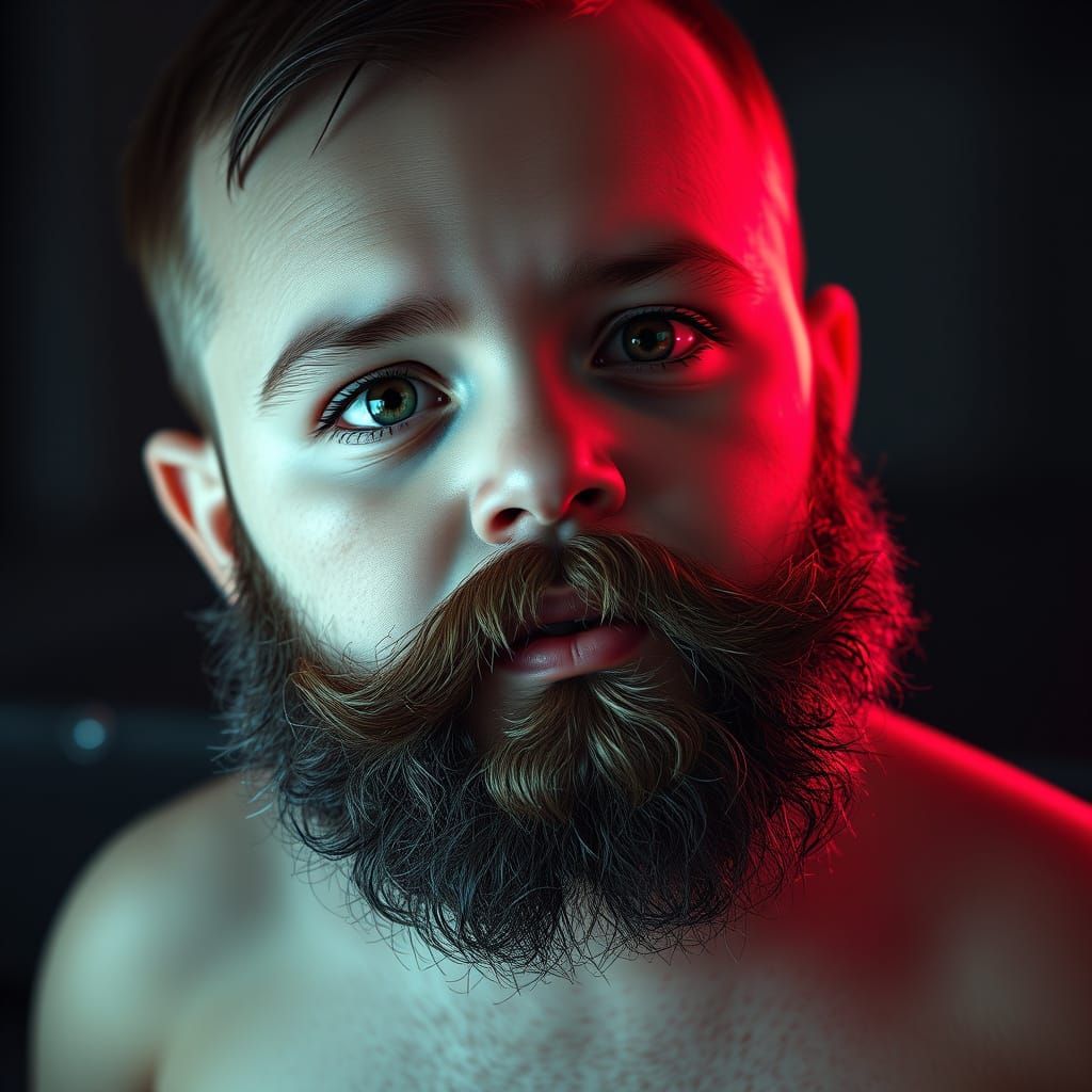 Intricate Portrait of a Baby with a Beard