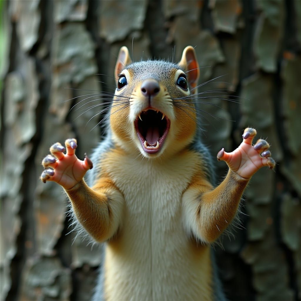 Startled Squirrel Portrait in Photorealistic Style
