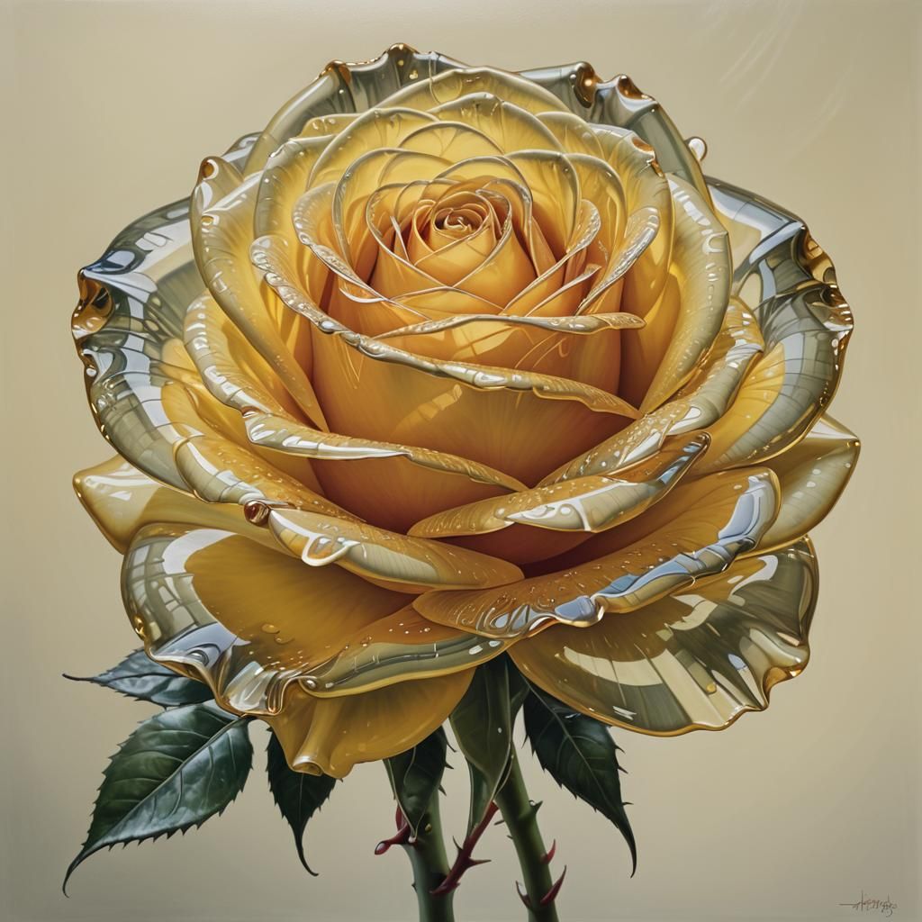 Ethereal Glass Rose in Hyperrealistic Style