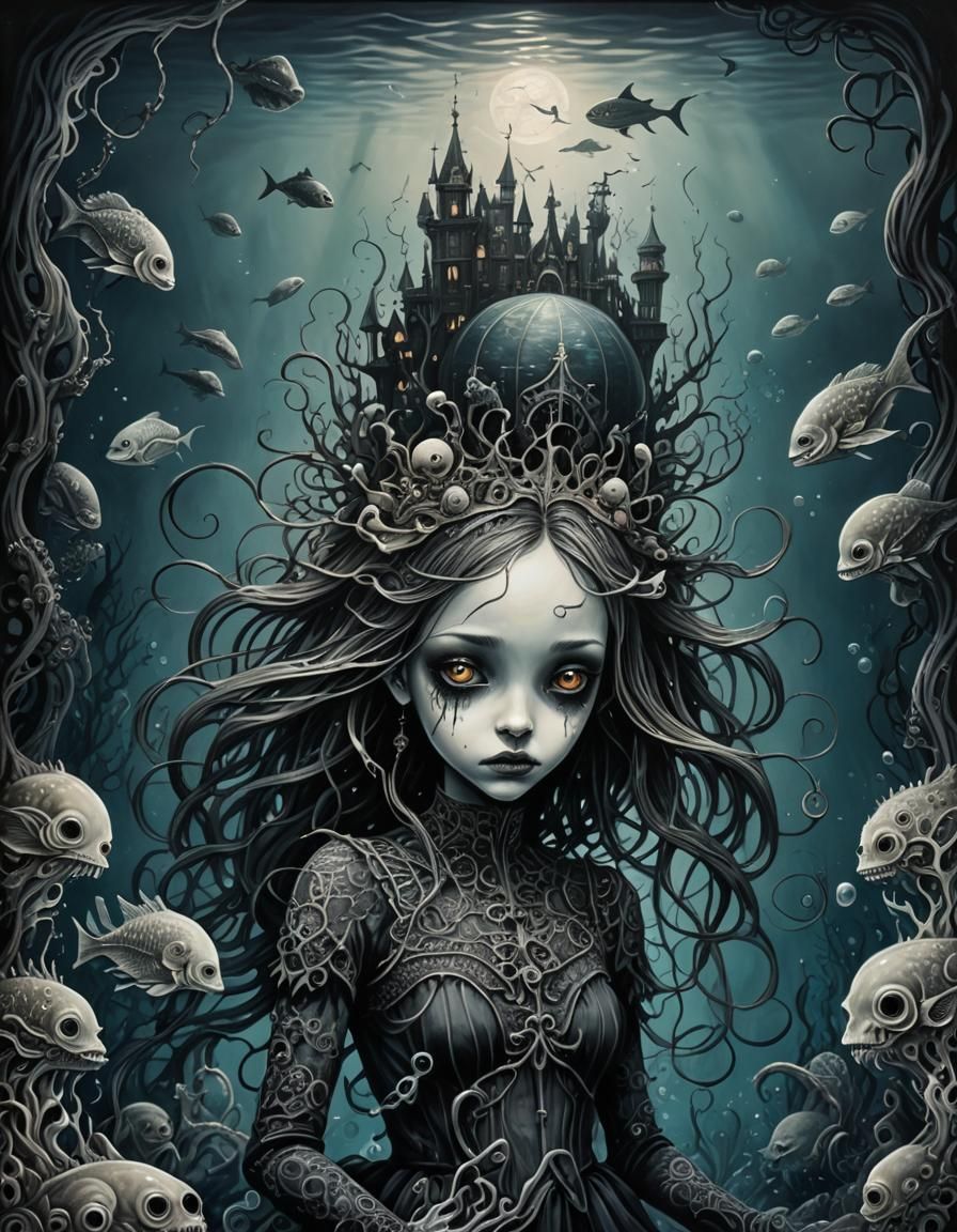 Dark Pop Surrealism Underwater Scene