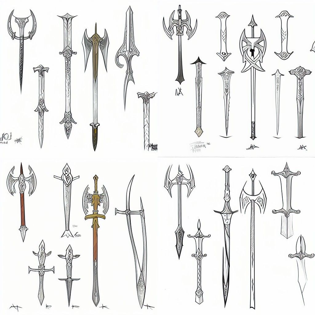 Fantasy Battle Scene with Swords and Axes