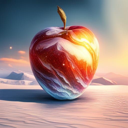 Iridescent Diamond Apple in Detailed Matte Painting
