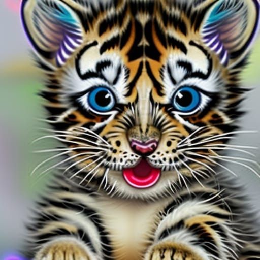Glowing Multicolor Eyed Tiger Kitten
