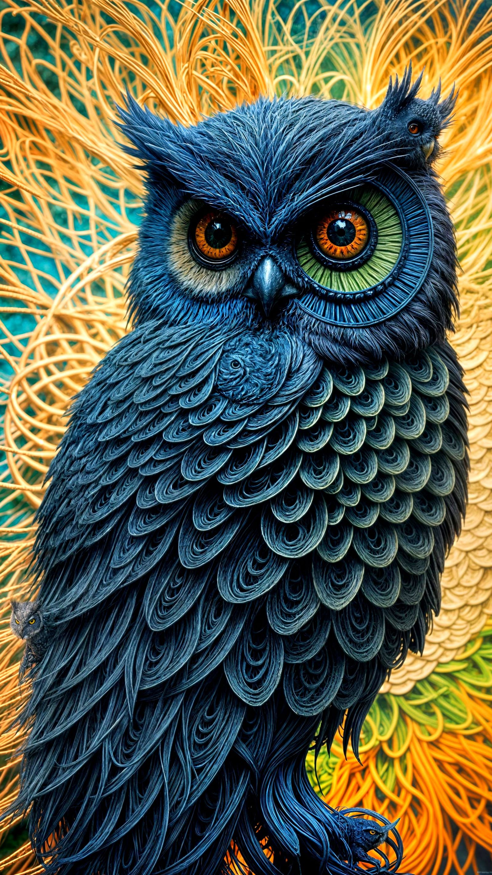 Hyperrealistic String Art: The Mystical Owl